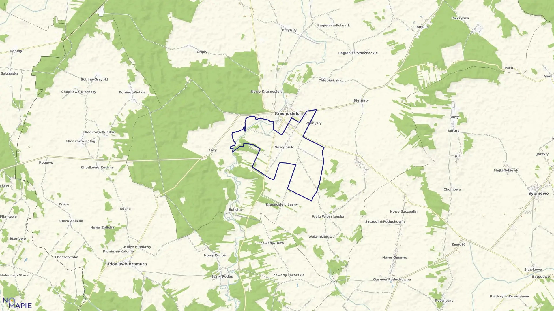 Mapa obrębu NOWY SIELC w gminie Krasnosielc